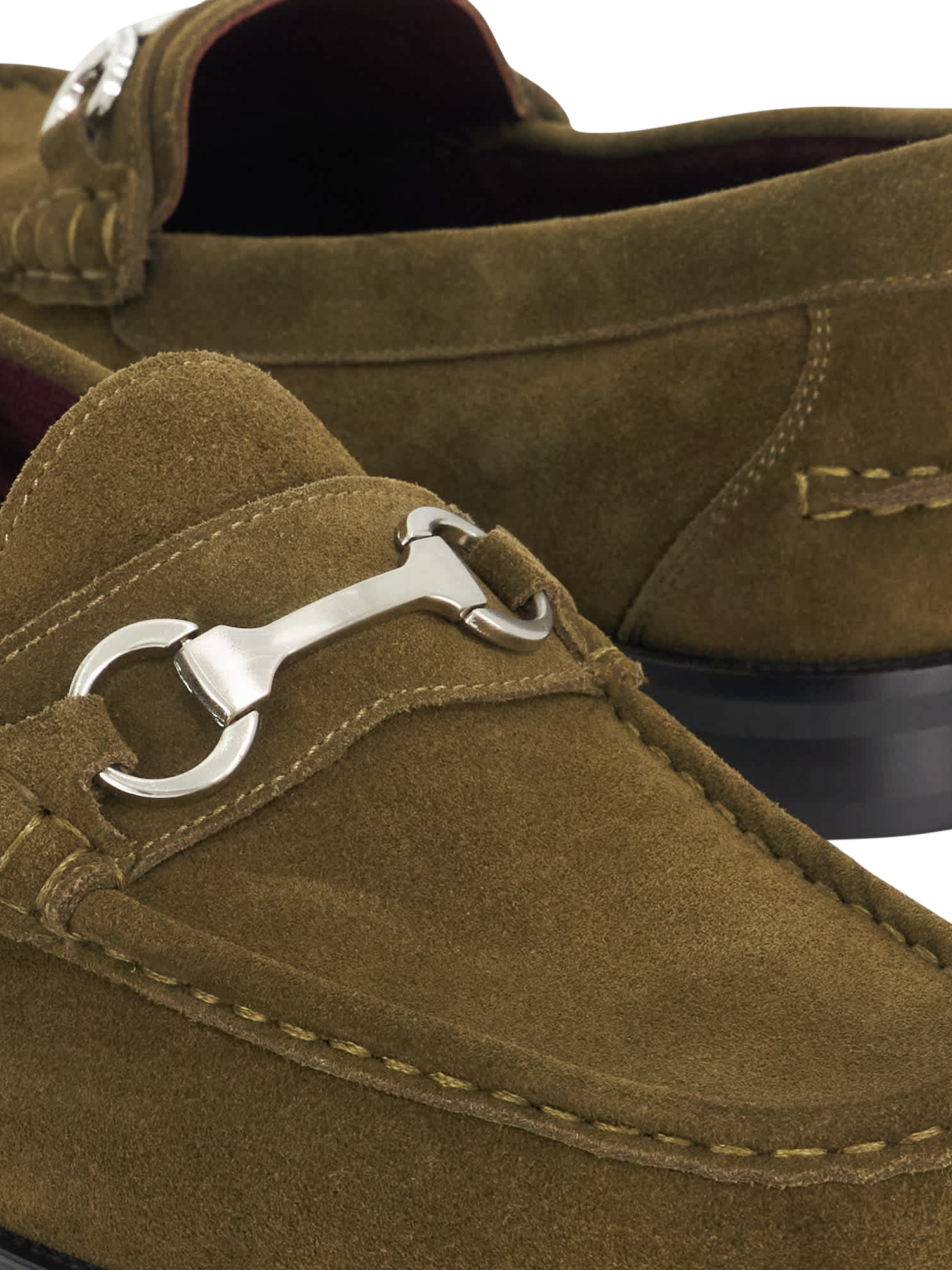 Product image 6 of 6, which shows Dune London Simmi Suede Loafers, Green, 7