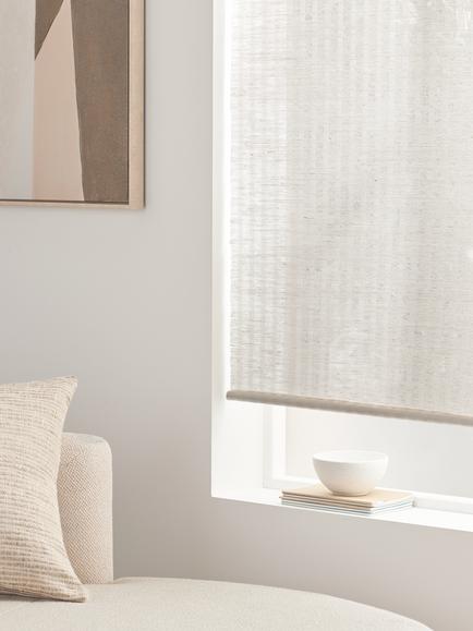 John Lewis Jute Cordless Blind, White, White