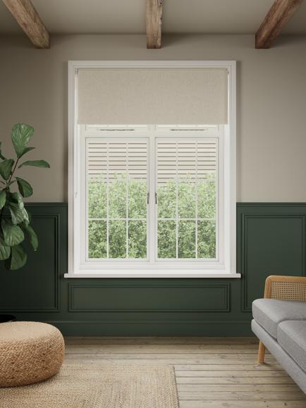 John Lewis Linen Look Blackout Roller Blind, Natural - view 2, Natural