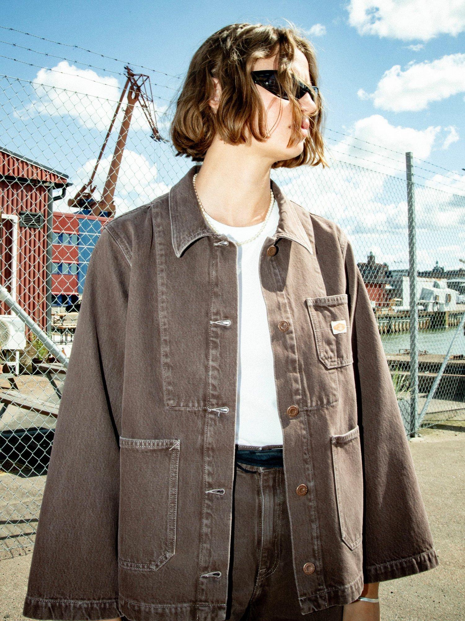 Product image 7 of 7, which shows Nudie Jeans Ada Workwear Denim Jacket, Brown, S