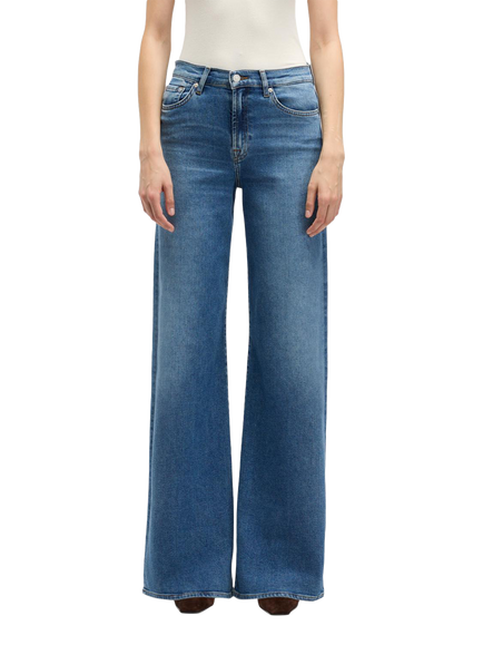 7 For All Mankind Lotta High Rise Wide Leg Jeans, Oceanstone, Oceanstone