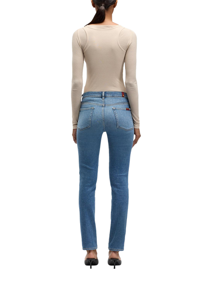 7 For All Mankind Roxanne Mid Rise Skinny Jeans, Oceanstone - view 2, Oceanstone