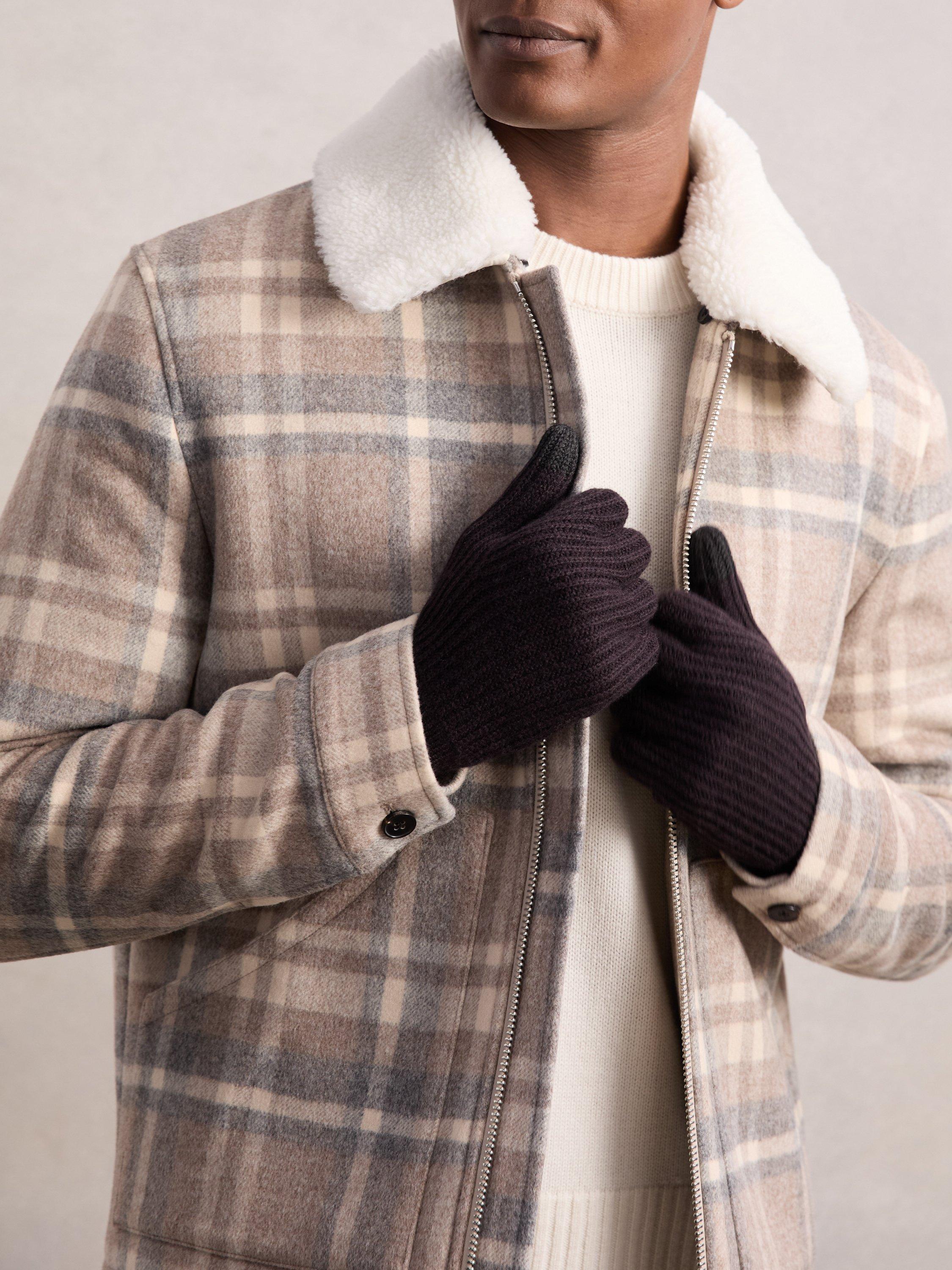 Product image 2 of 3, which shows Reiss Lawson Pure Wool Gloves, Chocolate