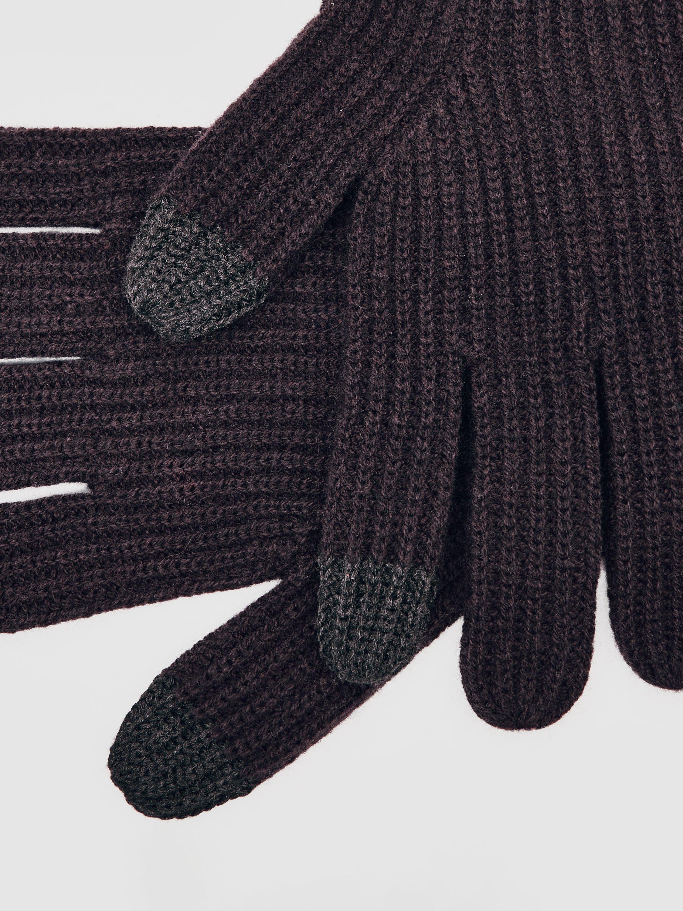 Product image 3 of 3, which shows Reiss Lawson Pure Wool Gloves, Chocolate