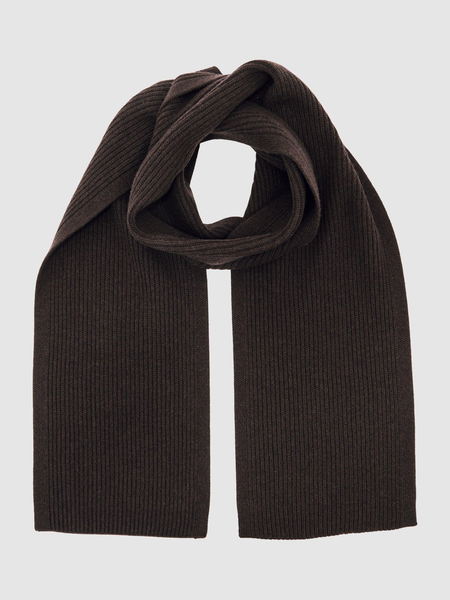 Product image 4 of 5, which shows Reiss Chesterfield Merino Wool Scarf, Chocolate Brown, One Size