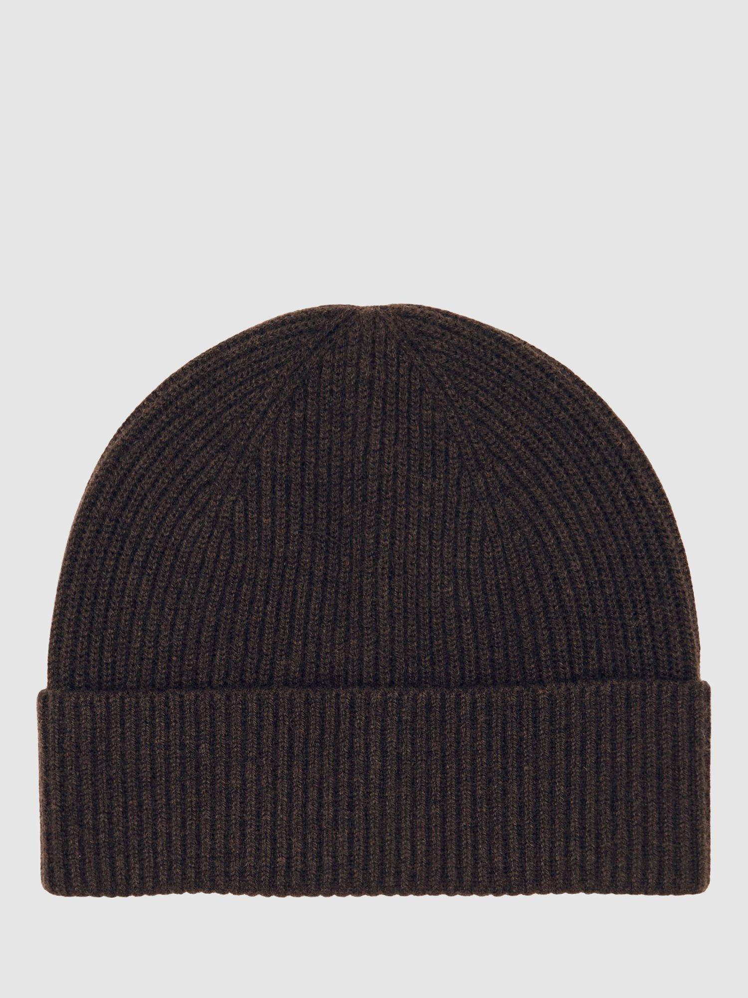 Product image 1 of 4, which shows Reiss Chaise Wool Beanie, Chocolate Brown, One Size