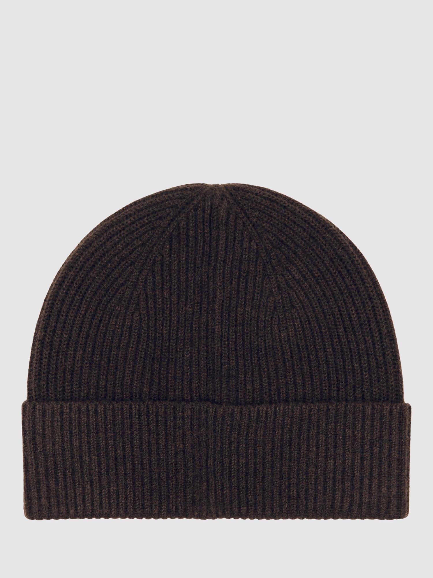 Product image 3 of 4, which shows Reiss Chaise Wool Beanie, Chocolate Brown, One Size