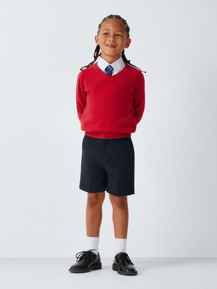 John Lewis Boys' Adjustable Waist Slim Fit School Shorts, Navy