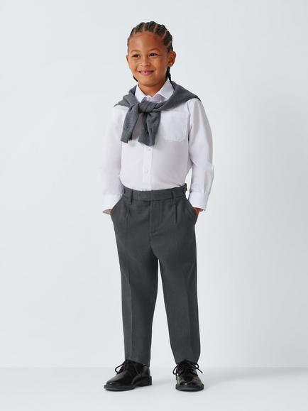 John Lewis Boys' Tailored Fit Adjustable Waist School Trousers - view 2, Grey
