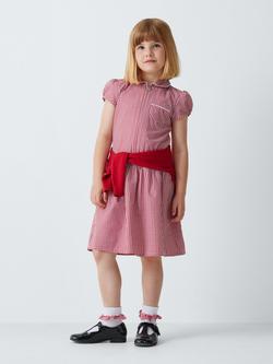John Lewis Girls' Gingham A-Line Summer School Dress, Red