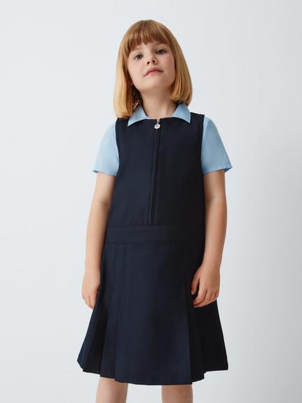 John Lewis Girls' Zip Front School Tunic, Navy