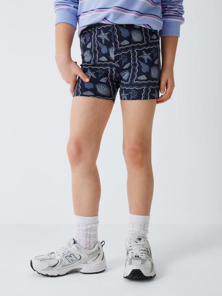 John Lewis Kids' Plain/Shells Cycle Shorts, Pack of 3, Multi - view 2, Multi