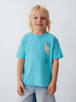 John Lewis Kids' Ice Cream Graphic T-Shirt, Aqua, Aqua