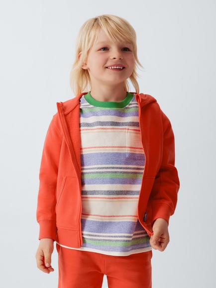 John Lewis Kids' Zip Through Crab Hoodie, Orange, Orange