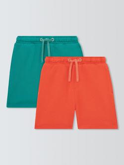 John Lewis Kids' Jersey Shorts, Pack of 2, Red/Teal, Red/Teal