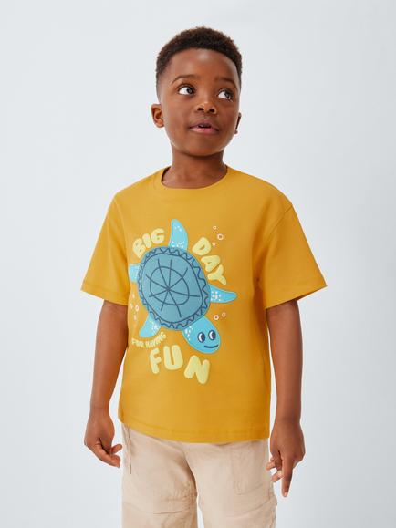 John Lewis Kids' Big Turtle T-Shirt, Yellow Turtle, Yellow Turtle