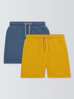 John Lewis Kids' Jersey Shorts, Pack of 2, Yellow/Navy, Yellow/Navy