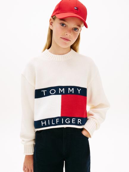 Tommy Hilfiger Kids' Heritage Jumper, Ivory Silk, Ivory Silk
