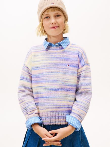 Tommy Hilfiger Kids' Melange Jumper, Blue Melange, Blue Melange
