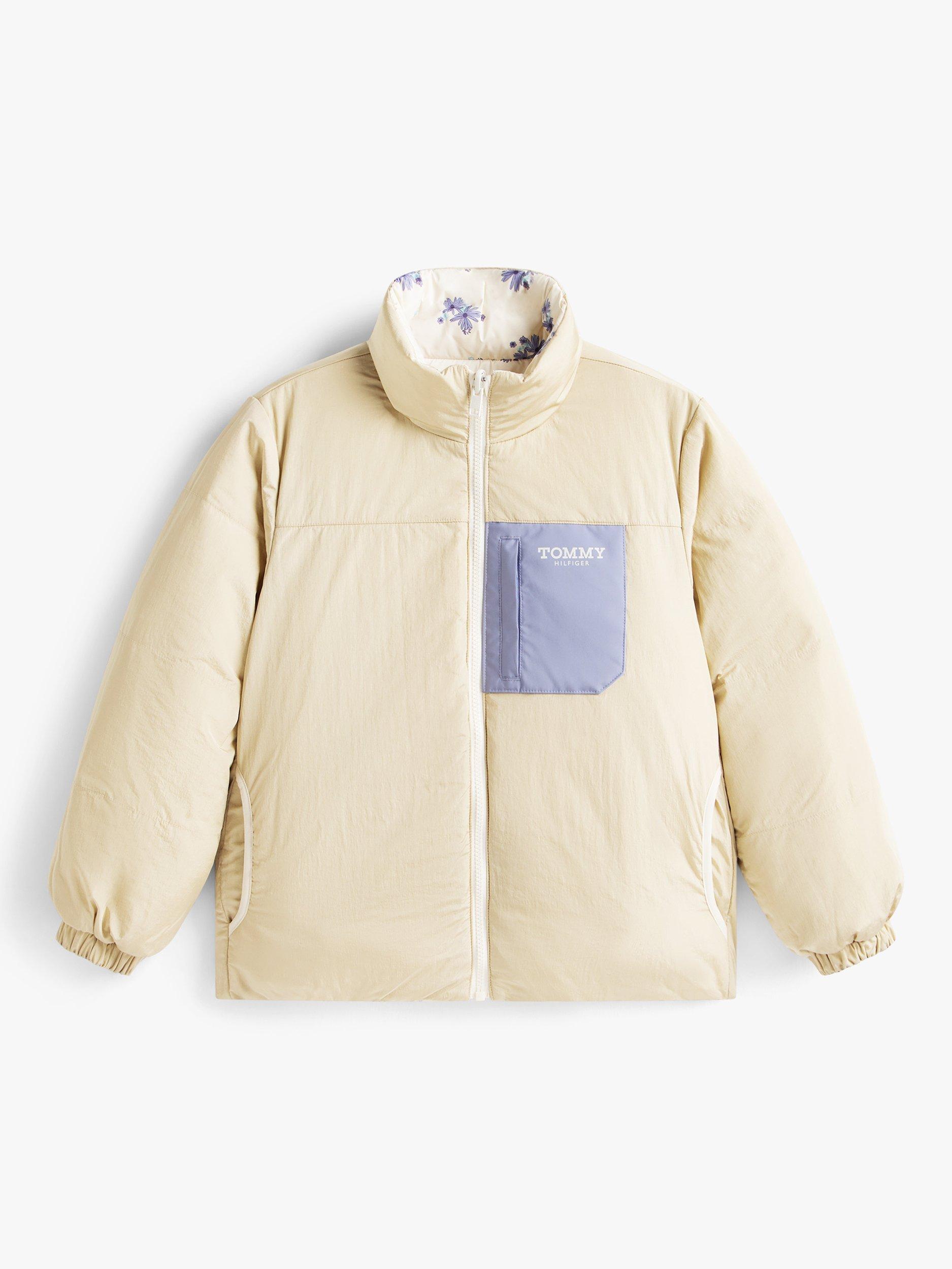 Product image 5 of 5, which shows Tommy Hilfiger Kids' Reversible Flower Puffer Jacket, Ancient White/Multi, 6 years