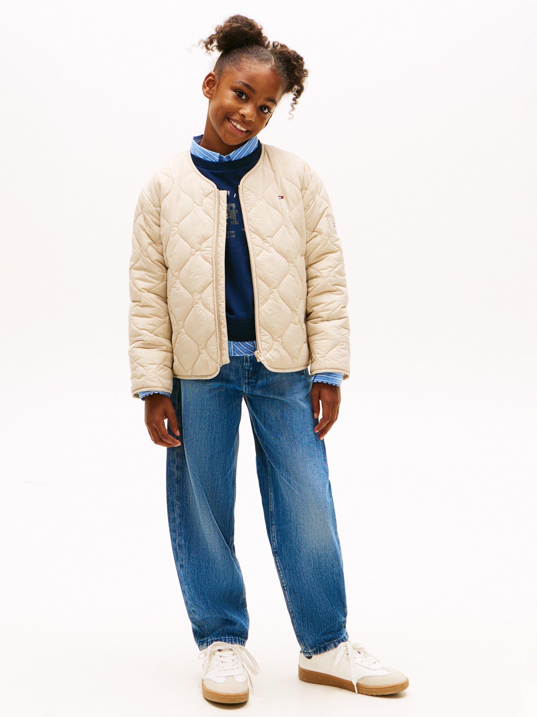 Product image 3 of 5, which shows Tommy Hilfiger Kids' Barrel Leg Jeans, Medium Soft Blue, 3 years