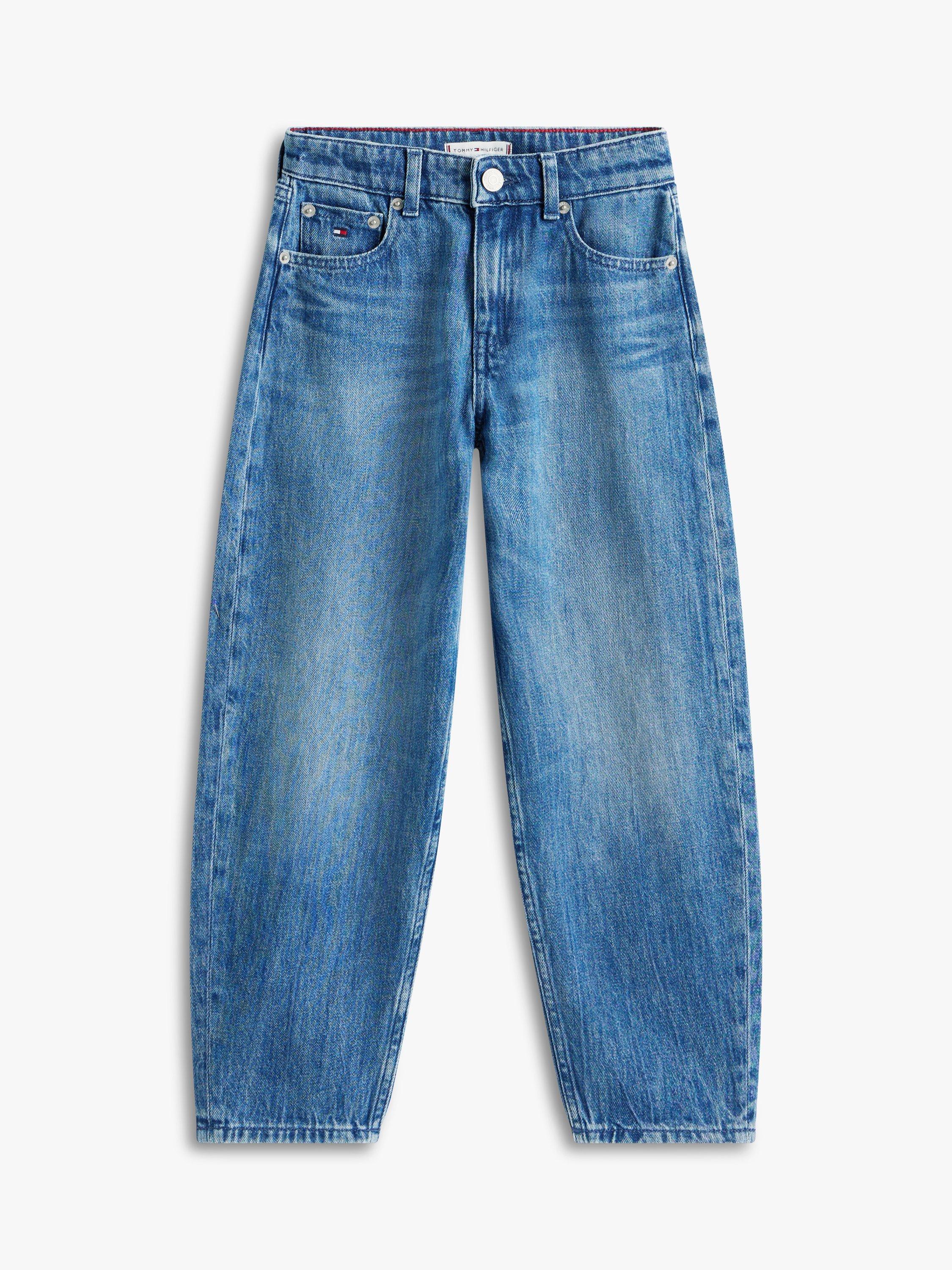 Product image 5 of 5, which shows Tommy Hilfiger Kids' Barrel Leg Jeans, Medium Soft Blue, 3 years