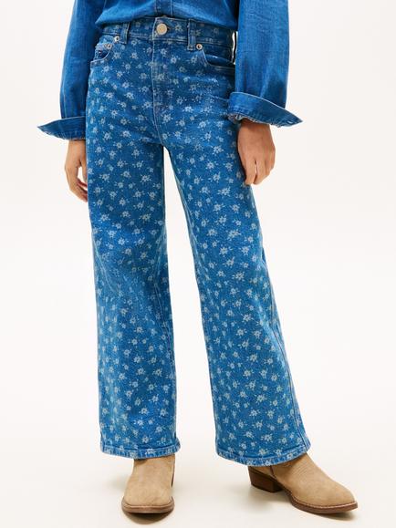 Tommy Hilfiger Kids' Mabel Wide Leg Jeans, Light Blue, Light Blue