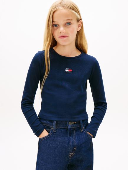 Tommy Hilfiger Kids' Heritage Flag Long Sleeve Top, Dark Night Navy