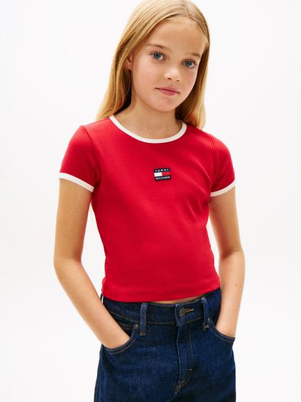 Tommy Hilfiger Kids' Heritage Flag T-Shirt, Primary Red