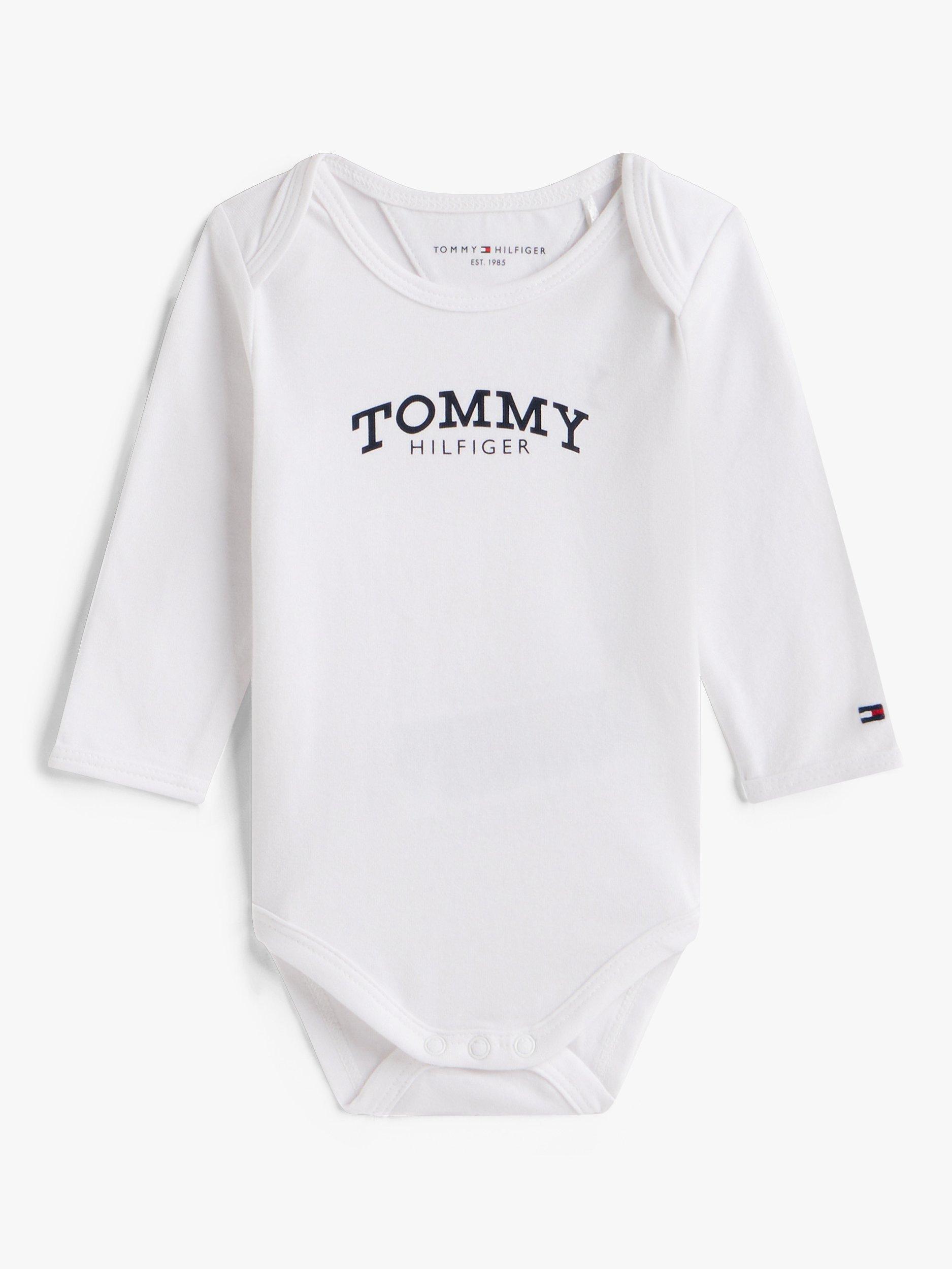 Product image 1 of 2, which shows Tommy Hilfiger Baby Logo Bodysuit, White, 0-3 months