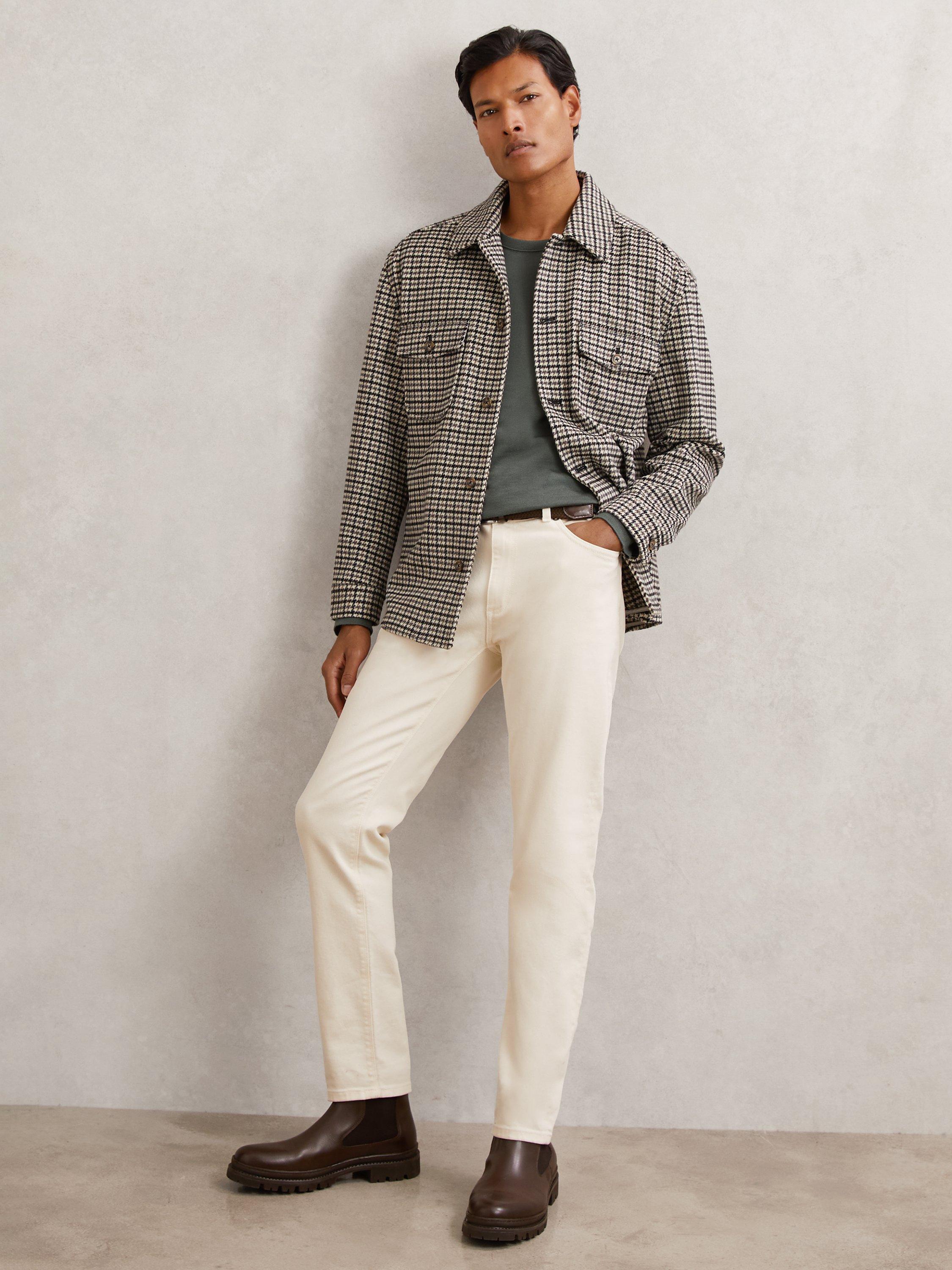 Product image 5 of 5, which shows Reiss Liam Check Wool Blend Overshirt, Grey, XS