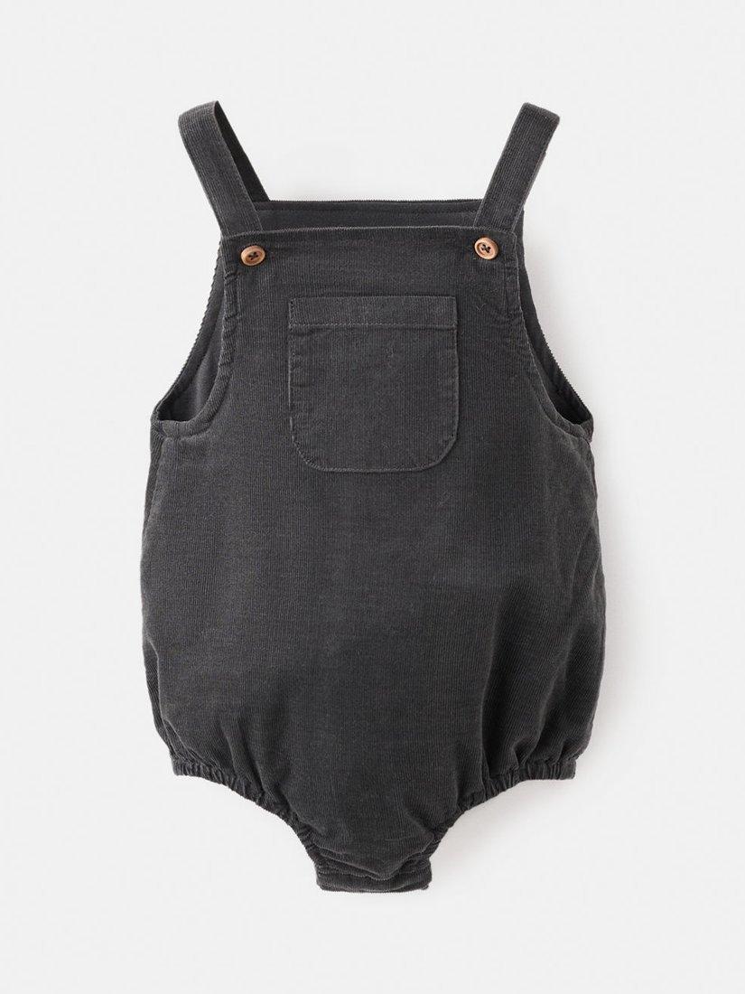 Product image 1 of 4, which shows Mango Baby Oslo Romper Suit, Charcoal, 9-12 months