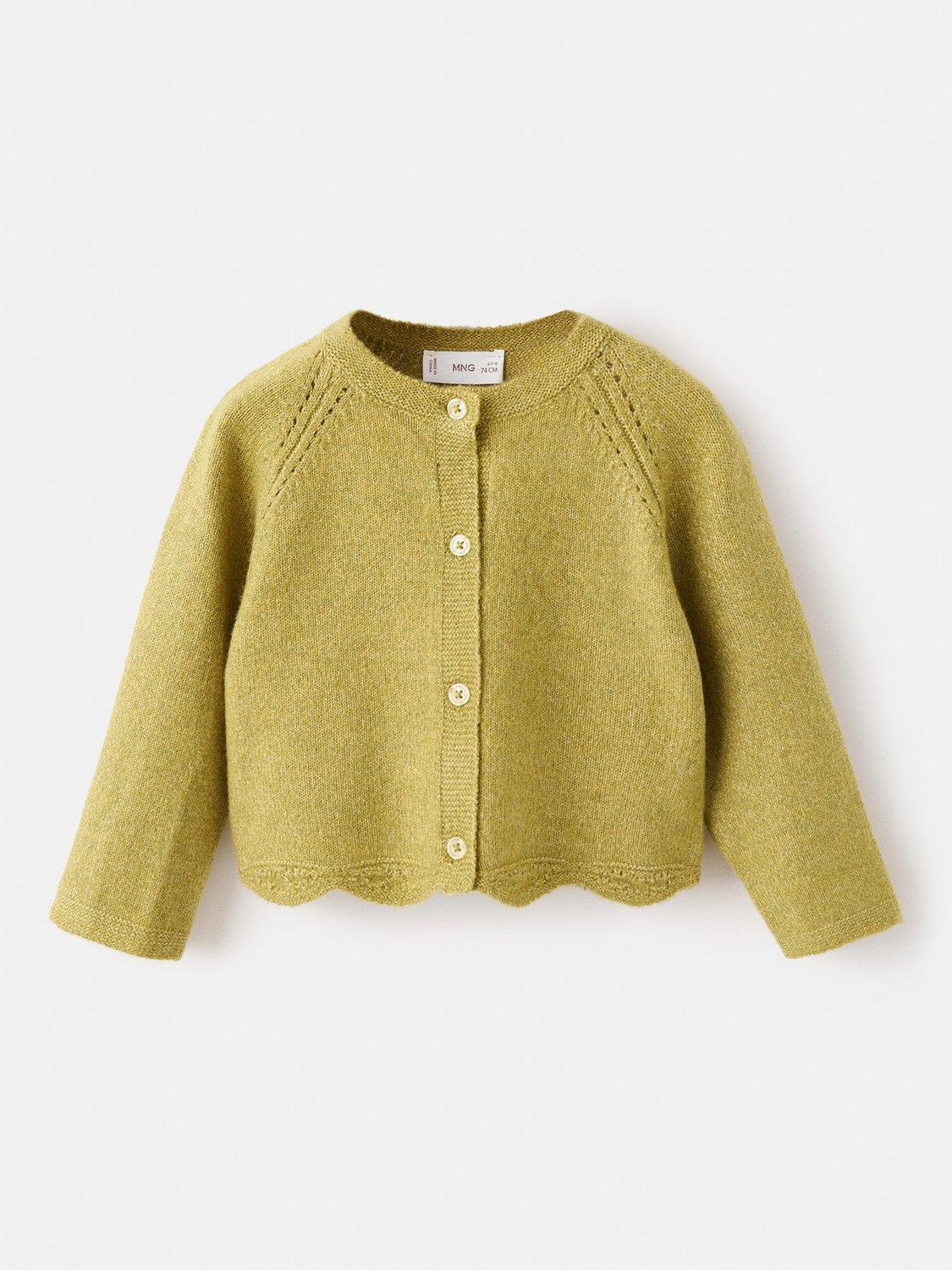 Mango Kids' Dublin Long Sleeve Cardigan, Green