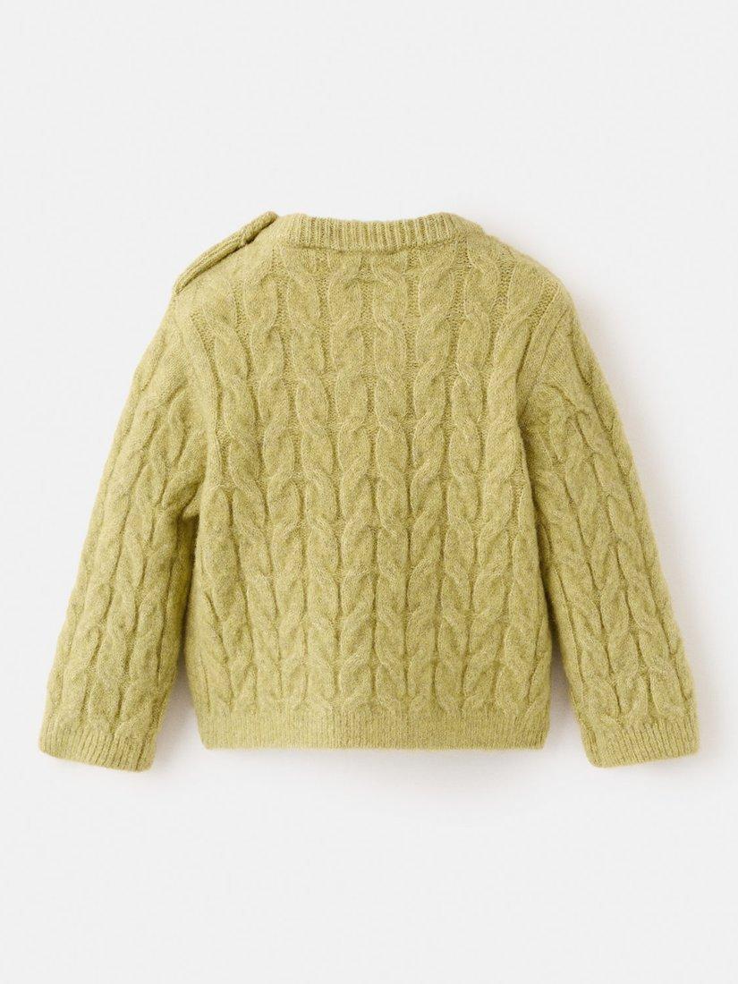 Product image 2 of 4, which shows Mango Baby Roma Cable Knit Jumper, Green, 3-6 months