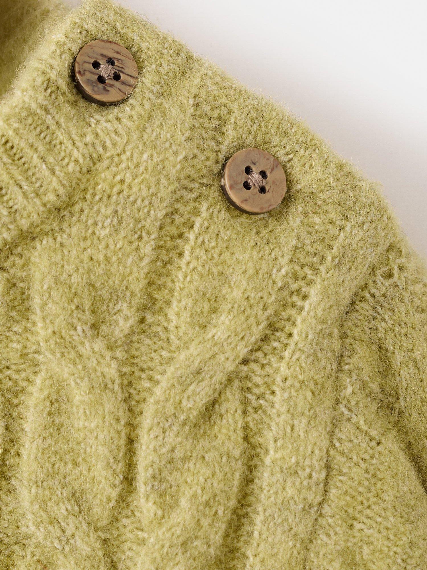 Product image 4 of 4, which shows Mango Baby Roma Cable Knit Jumper, Green, 3-6 months