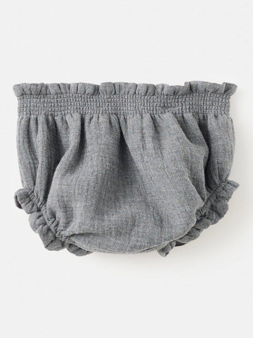 Product image 2 of 4, which shows Mango Baby Harlem Ruffle Bloomers, Charcoal, 12-18 months