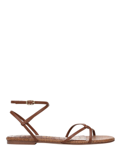 Sam Edelman Ellina Leather Flat Strappy Sandals, Tan, Tan