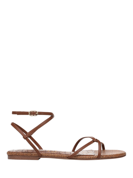 Sam Edelman Ellina Leather Flat Strappy Sandals, Tan, Tan