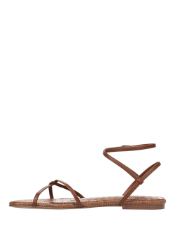 Sam Edelman Ellina Leather Flat Strappy Sandals, Tan - view 2, Tan