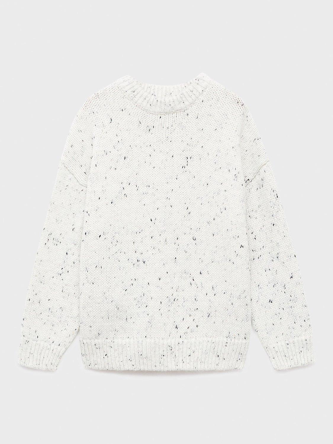 Product image 1 of 4, which shows Mango Kids' Nevada Fleck Yarn Jumper, White, 11-12 years