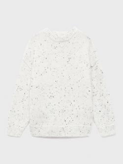 Mango Kids' Nevada Fleck Yarn Jumper, White, White