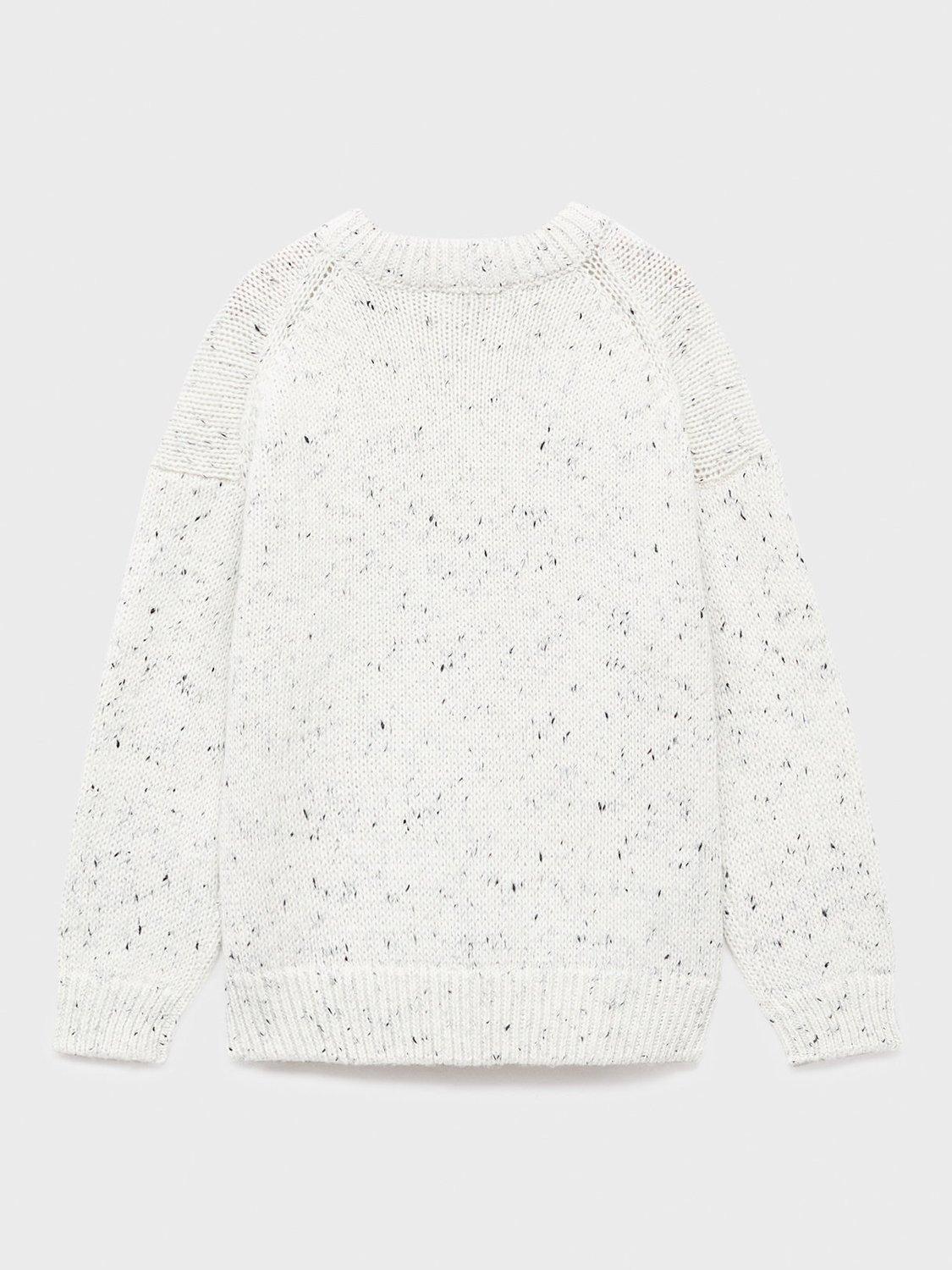 Product image 2 of 4, which shows Mango Kids' Nevada Fleck Yarn Jumper, White, 11-12 years