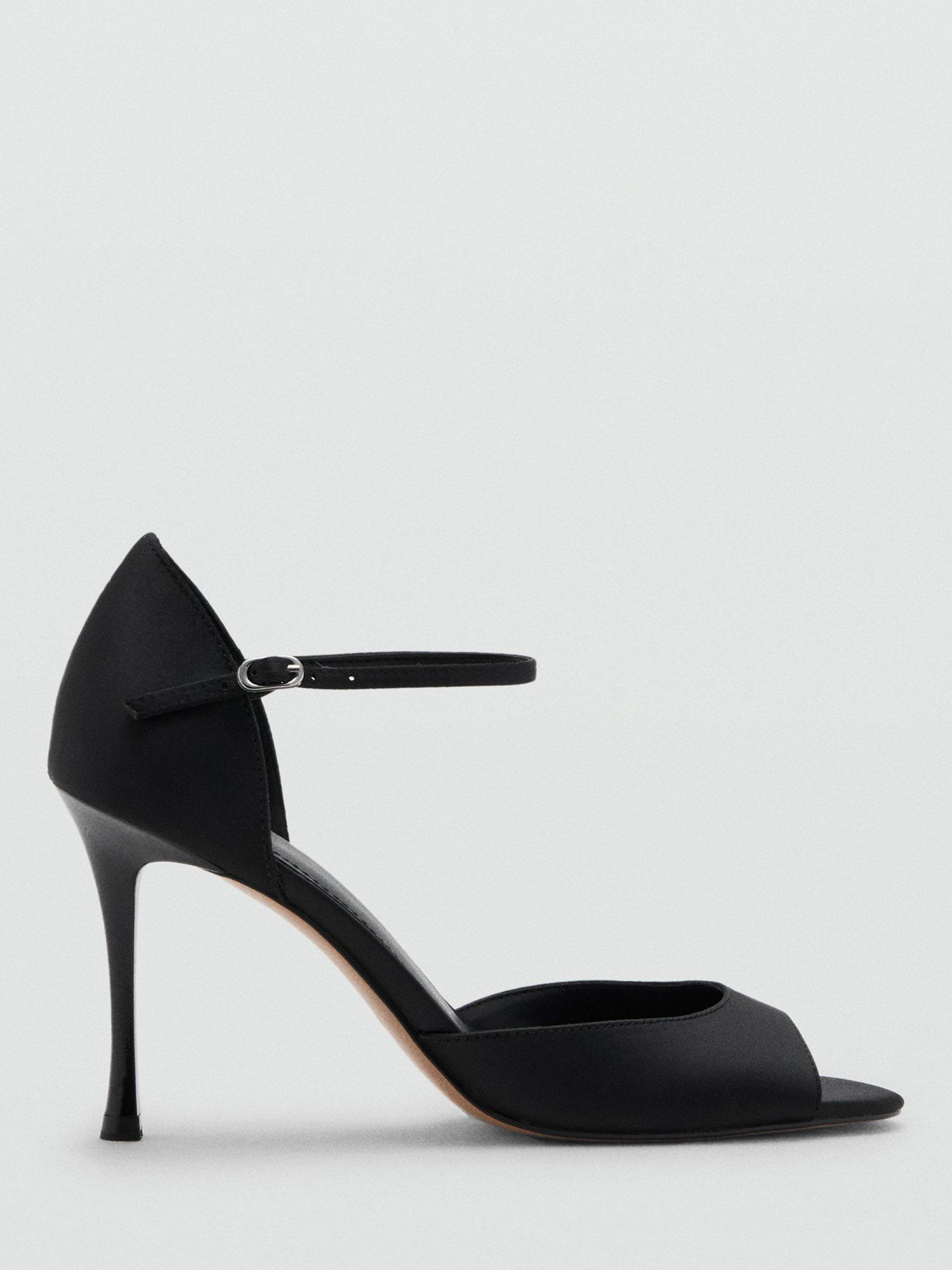 Mango Manu Satin Stiletto Heel Sandals, Black