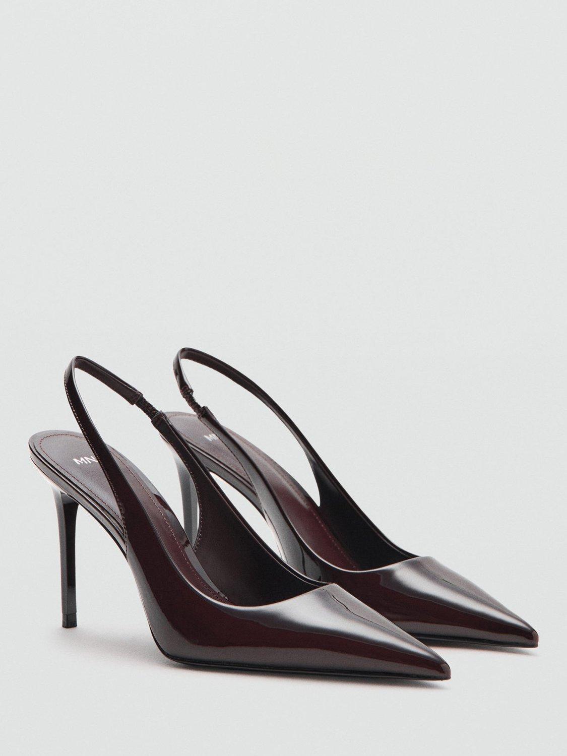 Product image 2 of 4, which shows Mango Cookie Patent Heeled Court Shoes, Dark Red, 2