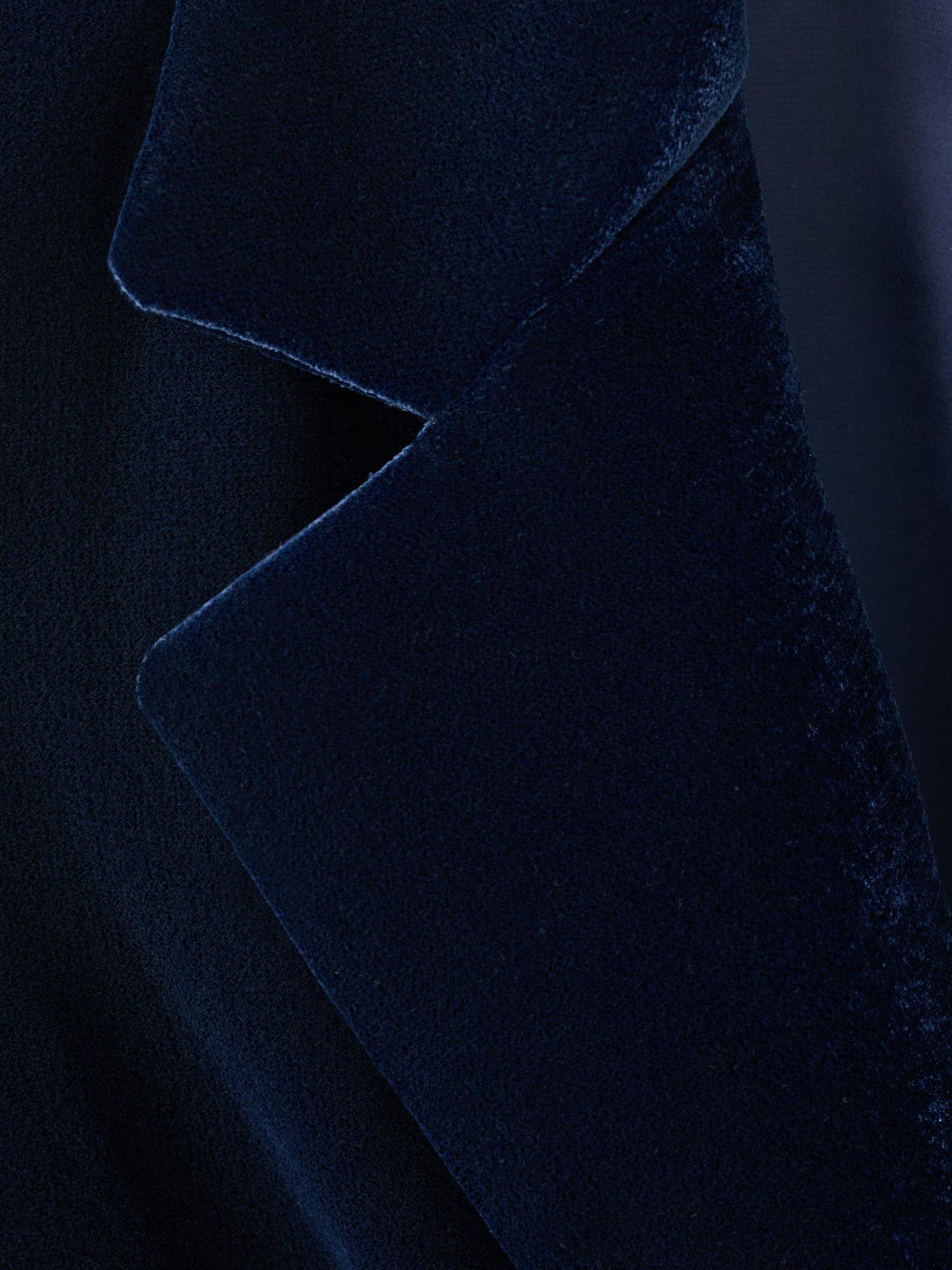 Product image 5 of 9, which shows Mango Combi Double Breasted Velvet Blazer, Navy, S