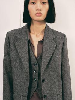 Mango Piper Speckled Wool Rich Jacket, Grey, Grey