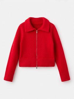 Mango Tomatoe Zip Front Jumper, Red, Red