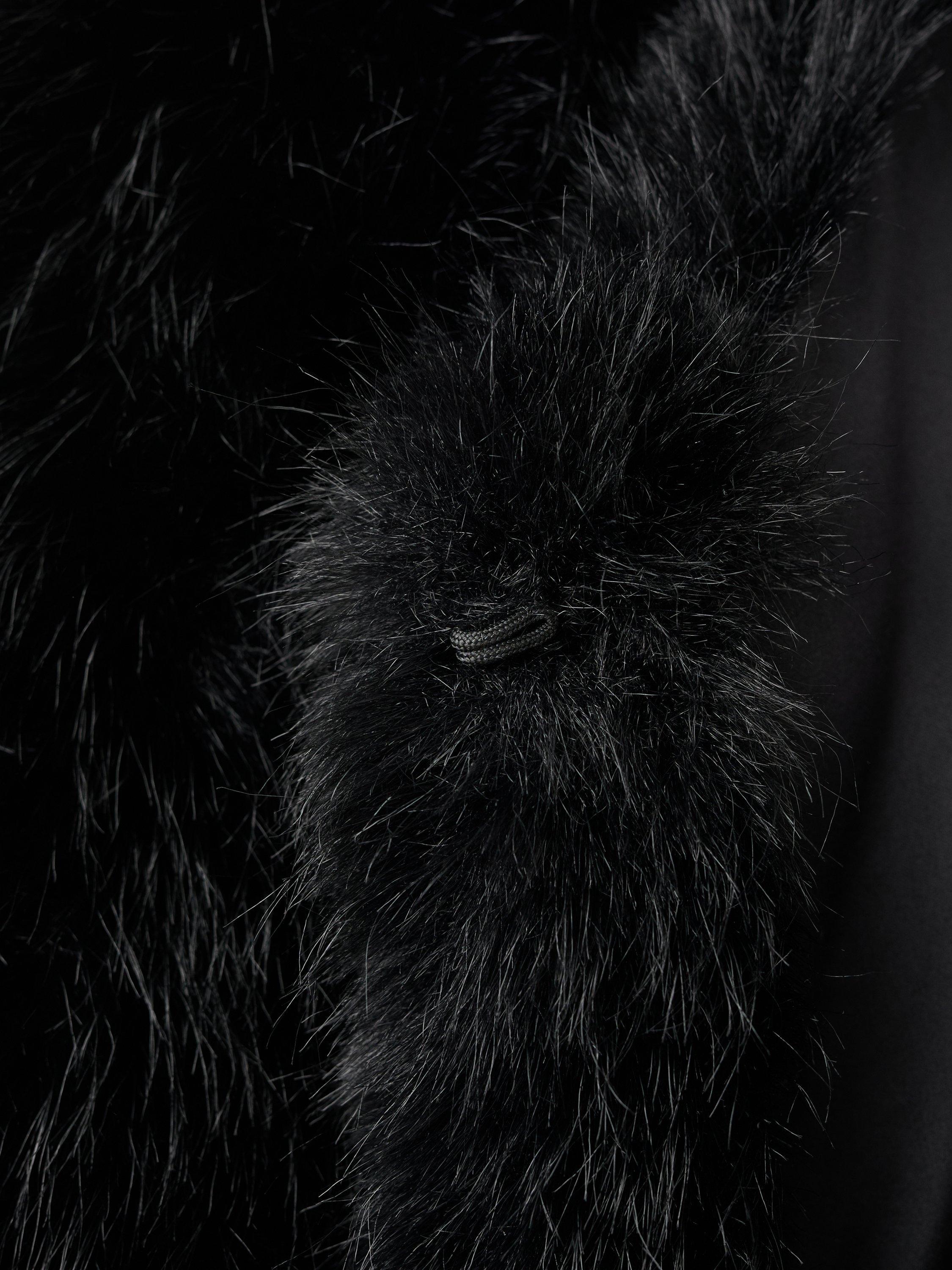 Product image 8 of 8, which shows Mango Boleta Faux Fur Cropped Jacket, Black, M