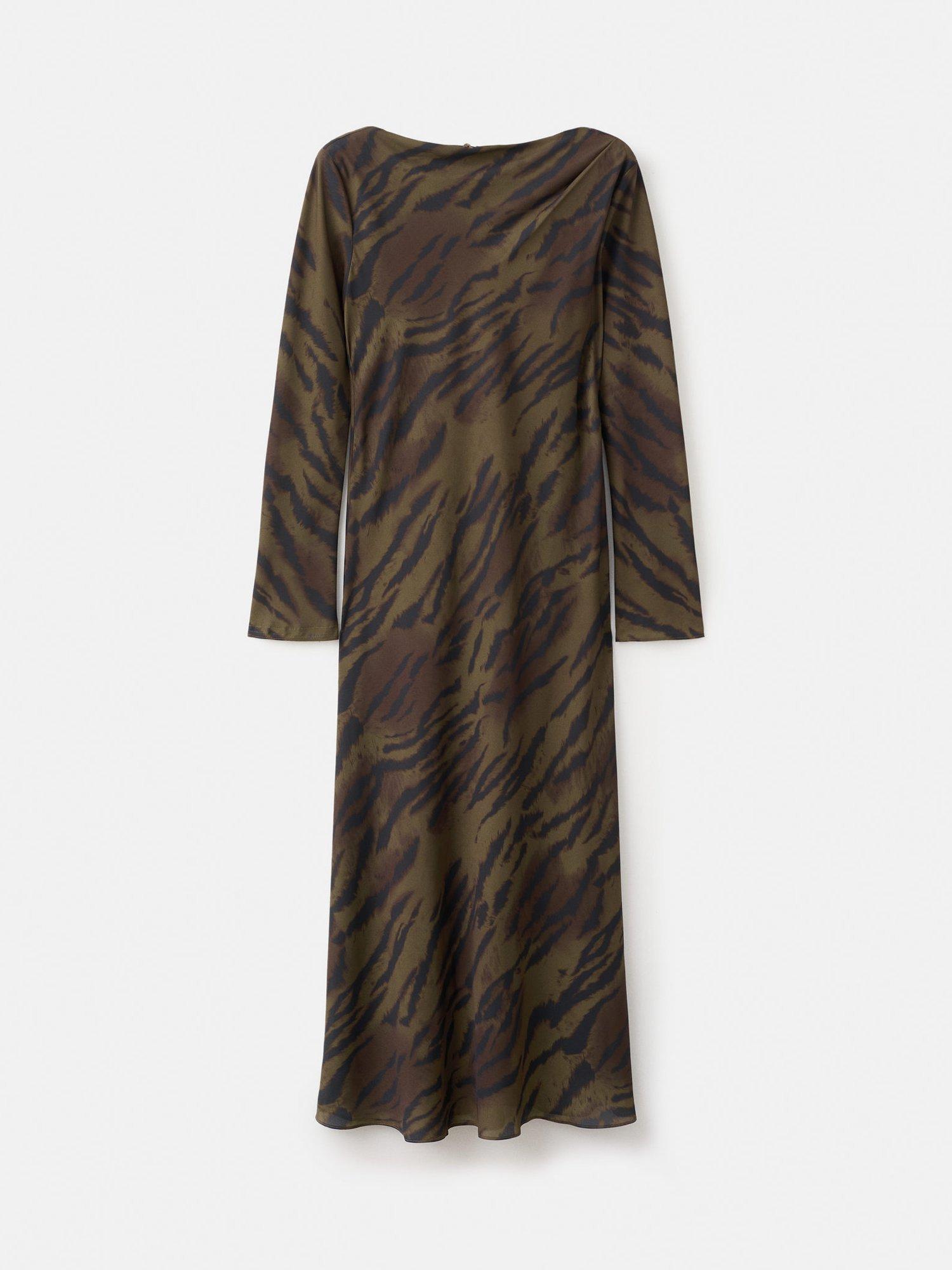 Product image 3 of 8, which shows Mango Greta Animal Print Satin Dress, Brown, 10