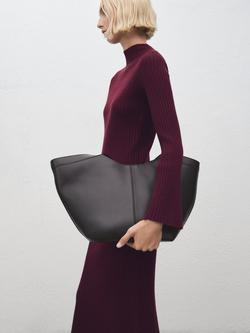 Mango Kikita High Neck Long Sleeve Midi Dress, Dark Red - view 2, Dark Red